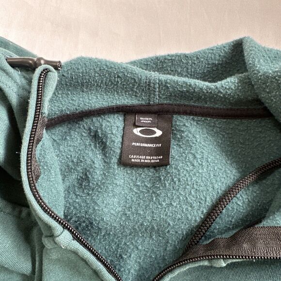 Oakley Sweater Mens Hoodie Sz X-Large Performance Fit Full Zip Sweatshirt Green - Picture 7 of 10